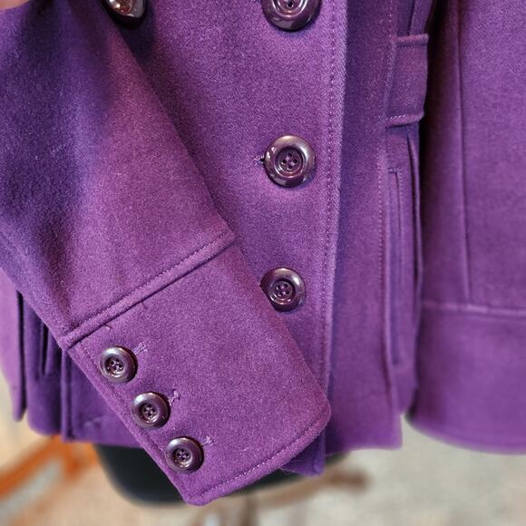 Guess Wool Blend Double Breasted Pea Coat Deep Purple Size Medium - Picture 12 of 16